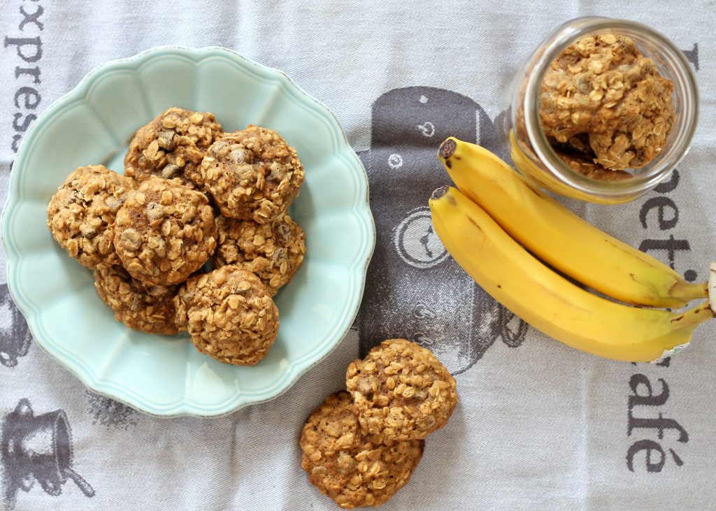 These Banana Oatmeal Chocolate Chip Cookies don't use any butter but are still incredibly moist, flavorful, & delicious. You won't be able to eat just one!