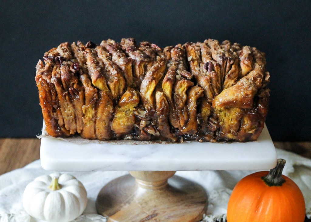 This Pumpkin Pecan Cinnamon Sugar Pull Apart Bread makes baking with yeast a breeze, and will satisfy all of your sticky, sweet cravings!