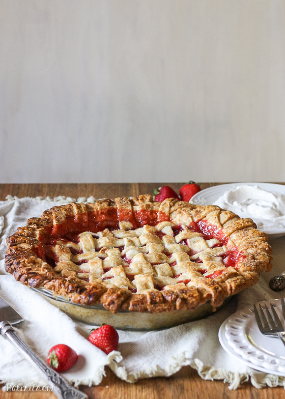 This Berry Rhubarb Pie features fresh strawberries and raspberries, which pair perfectly with the tart rhubarb to create a sweet and tart pie that'll have everyone asking for seconds!
