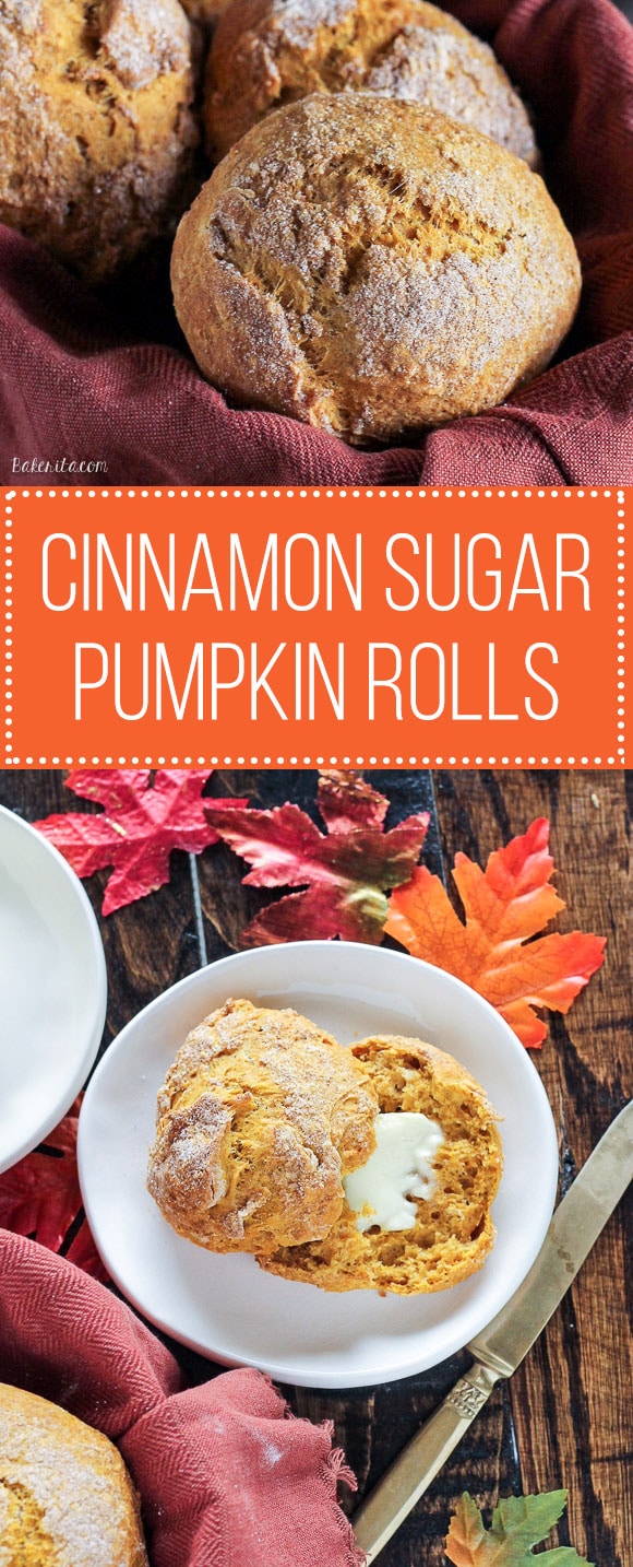 These Cinnamon Sugar Pumpkin Rolls are super easy to make - only one bowl and no yeast required! They're ready in 45 minutes and perfect as a quick breakfast or snack.