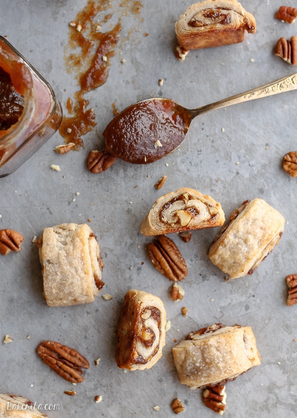 These Apple Butter Rugelach will be gone before you know it - you can't eat just one! Butter and cream cheese make the rugelach dough super tender and flaky.