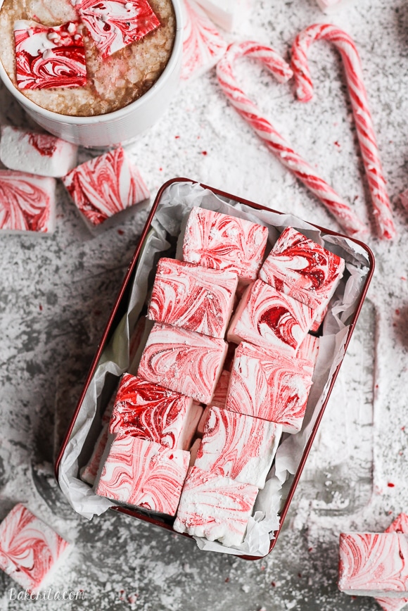 Making your own marshmallows is easier than you'd think! These Peppermint Marshmallows look gorgeous, taste 100x better than store bought, and make a great holiday gift. Be sure to save a few to enjoy in your hot cocoa!