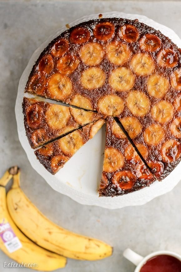 This Paleo Banana Upside Down Cake is an impressive and delicious cake that’s gluten-free and refined sugar free. Sweetened almost entirely with bananas, this is a banana lover’s dream!