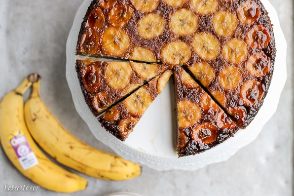 This Paleo Banana Upside Down Cake is an impressive and delicious cake that's gluten-free and refined sugar free. Sweetened almost entirely with bananas, this is a banana lover's dream!