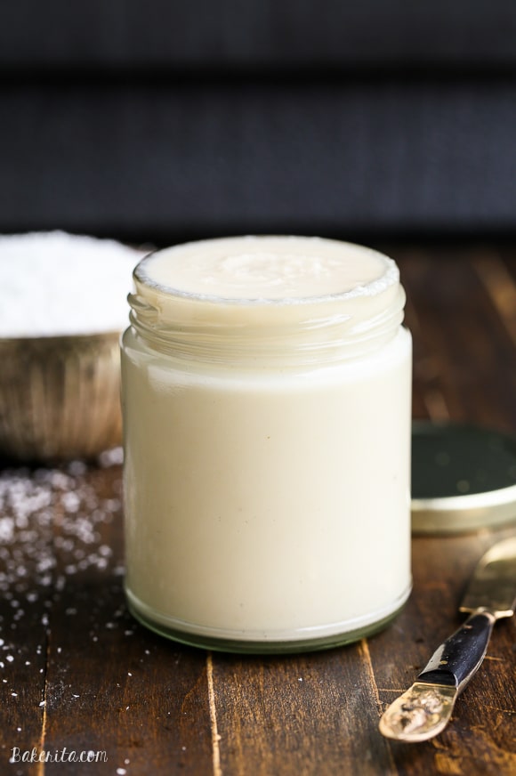 Homemade Coconut Butter has just one ingredient: coconut! It's easy to make at home in a food processor or high-powdered blender and can be used in TONS of ways - it's great as a spread on it's own and can also be used in many different recipes.