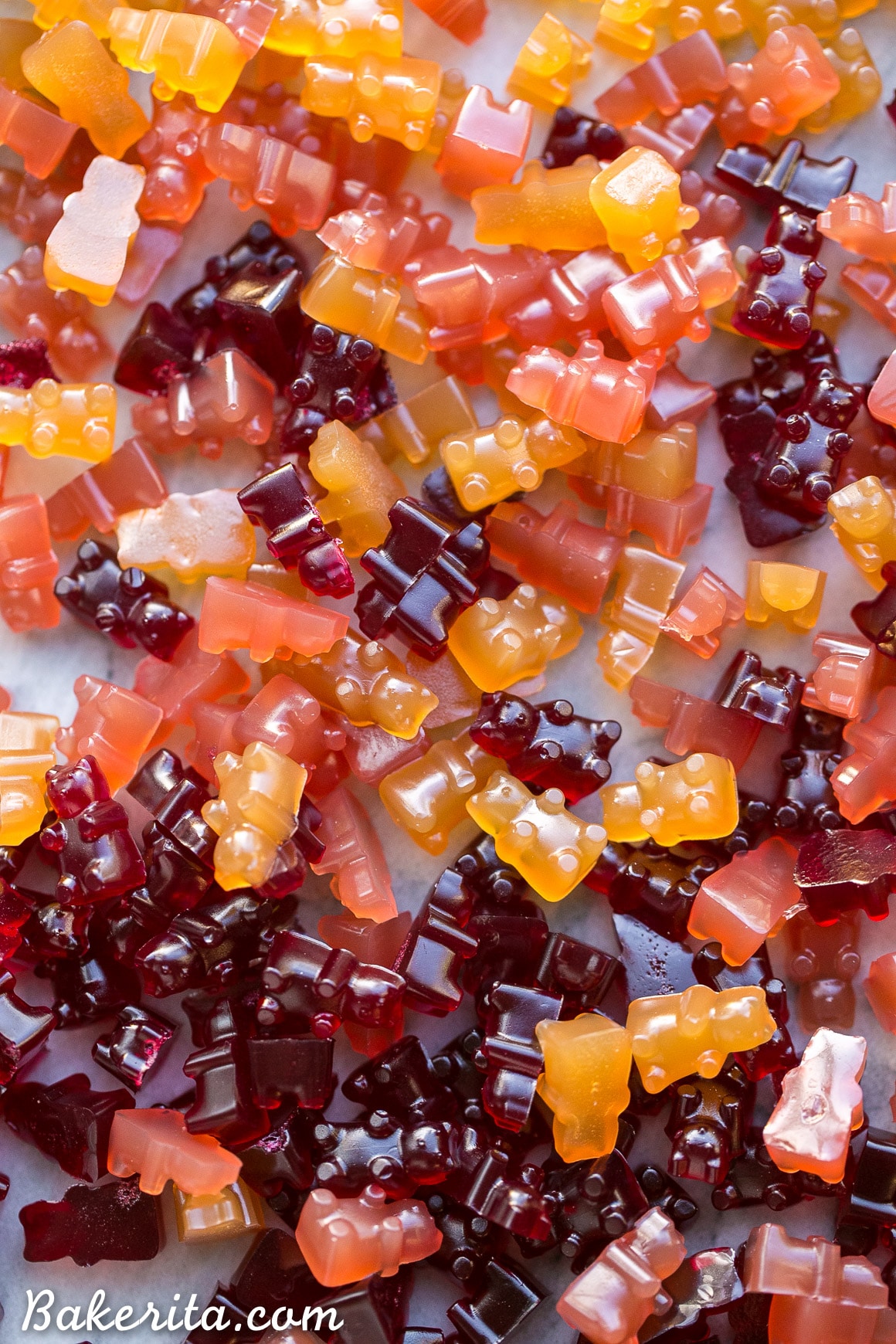 These Paleo Gummies couldn't be easier to make! The three flavors, Pomegranate, Apple Cinnamon, and Cranberry Orange, are flavored with fruit juice and made with gut-healing gelatin for a superfood boost. You can use any flavor of fruit juice you'd like to customize these to your tastes, too!