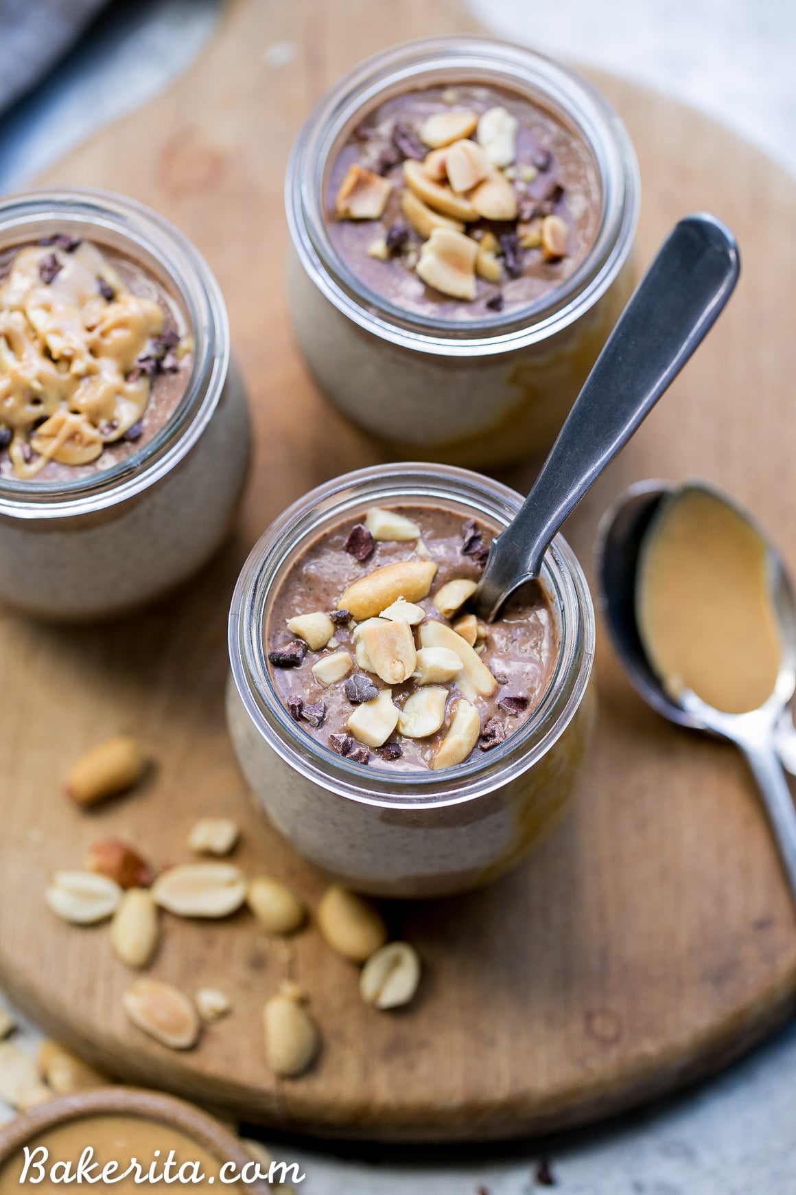 This Chocolate Peanut Butter Chia Pudding tastes like dessert, but it's made with wholesome ingredients that you can enjoy for breakfast! It's gluten-free, vegan, packed with protein, and it tastes like a peanut butter cup - what's not to love?