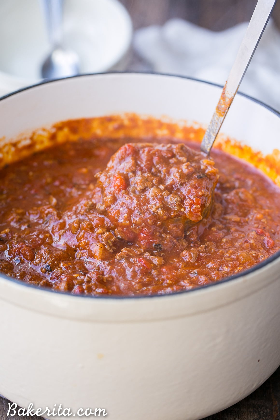 This Paleo Chili is a bean-free, Whole30-approved take on my award winning best chili recipe! It’s a hearty, flavorful chili made with ground beef, sausage, bacon and a wonderful blend of spices.