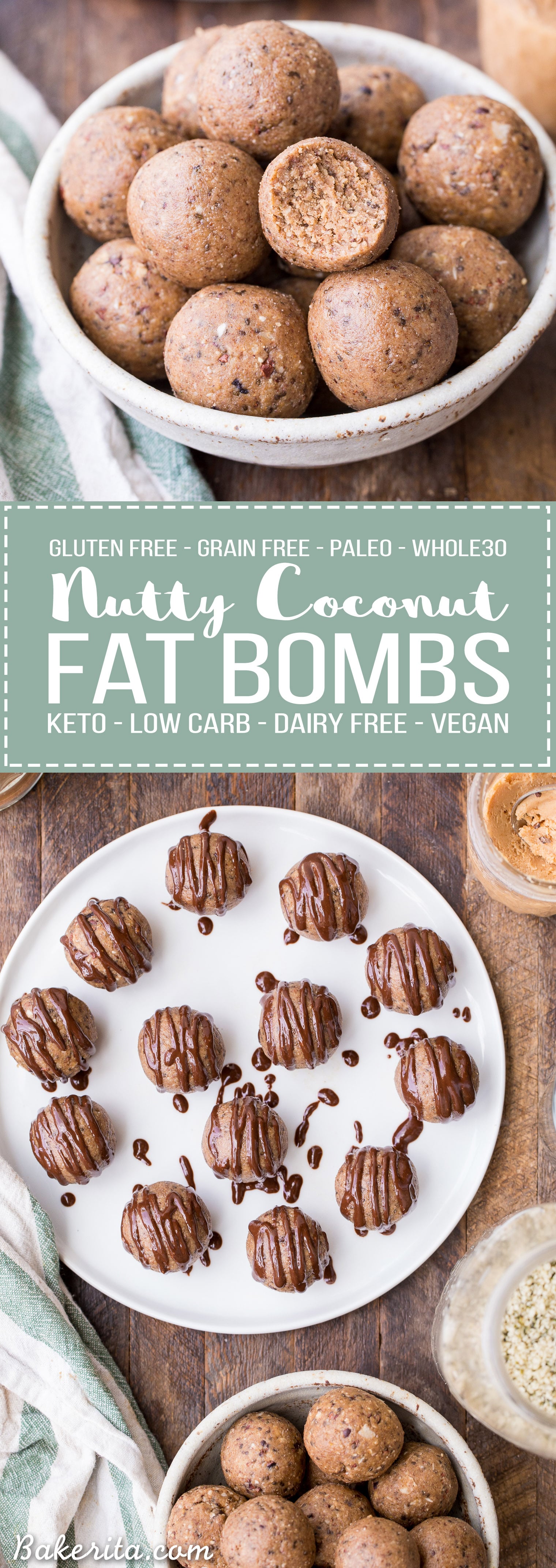 These Nutty Coconut Fat Bombs are an easy-to-make snack that is filling, full of healthy fats, and absolutely delicious! It's a no-bake recipe that's gluten-free, grain-free, paleo, keto, low carb, Whole30-friendly, and vegan. 