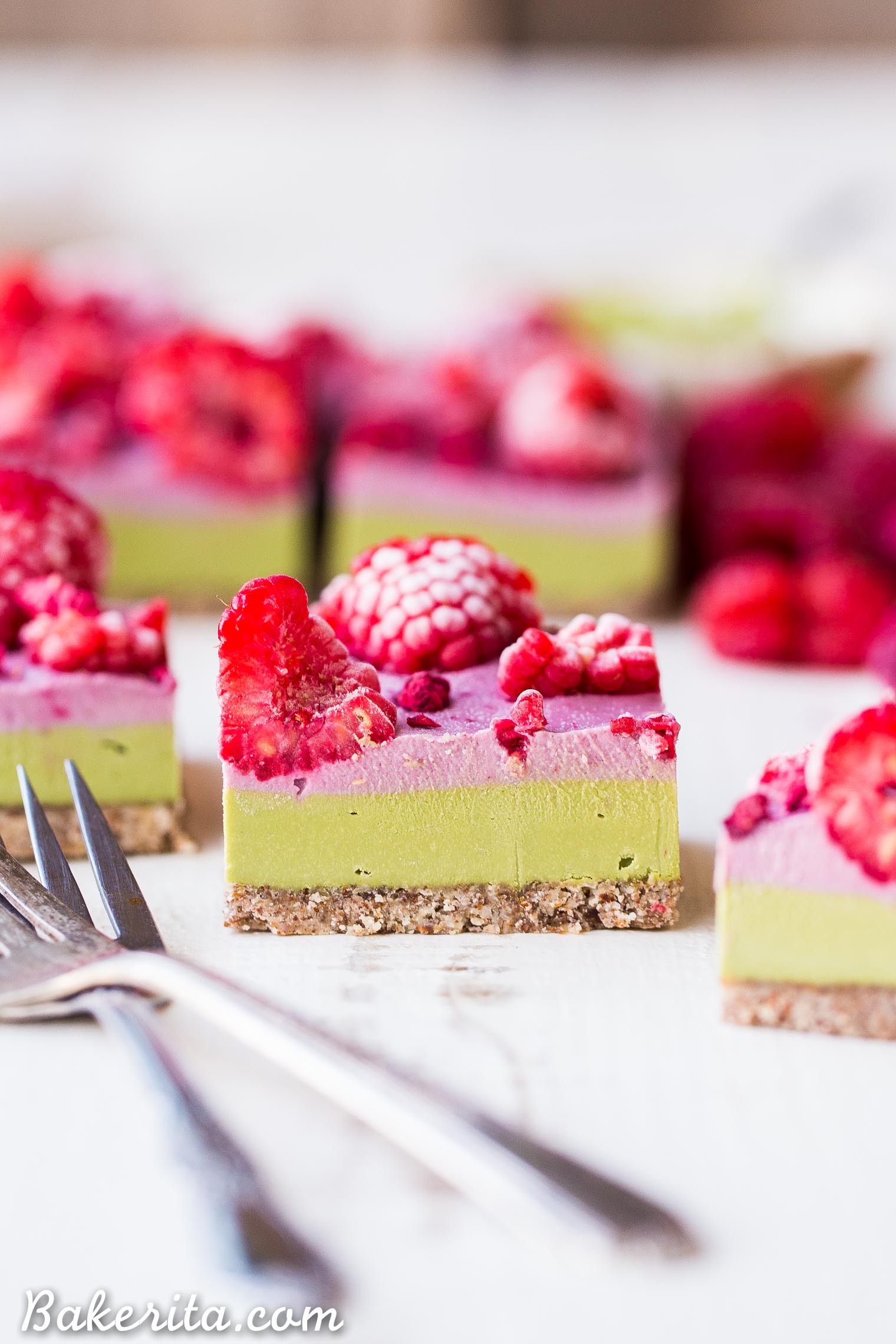 Layered Raspberry Matcha Bars - Gluten Free, Paleo, Refined Sugar Free, Dairy Free & Vegan
