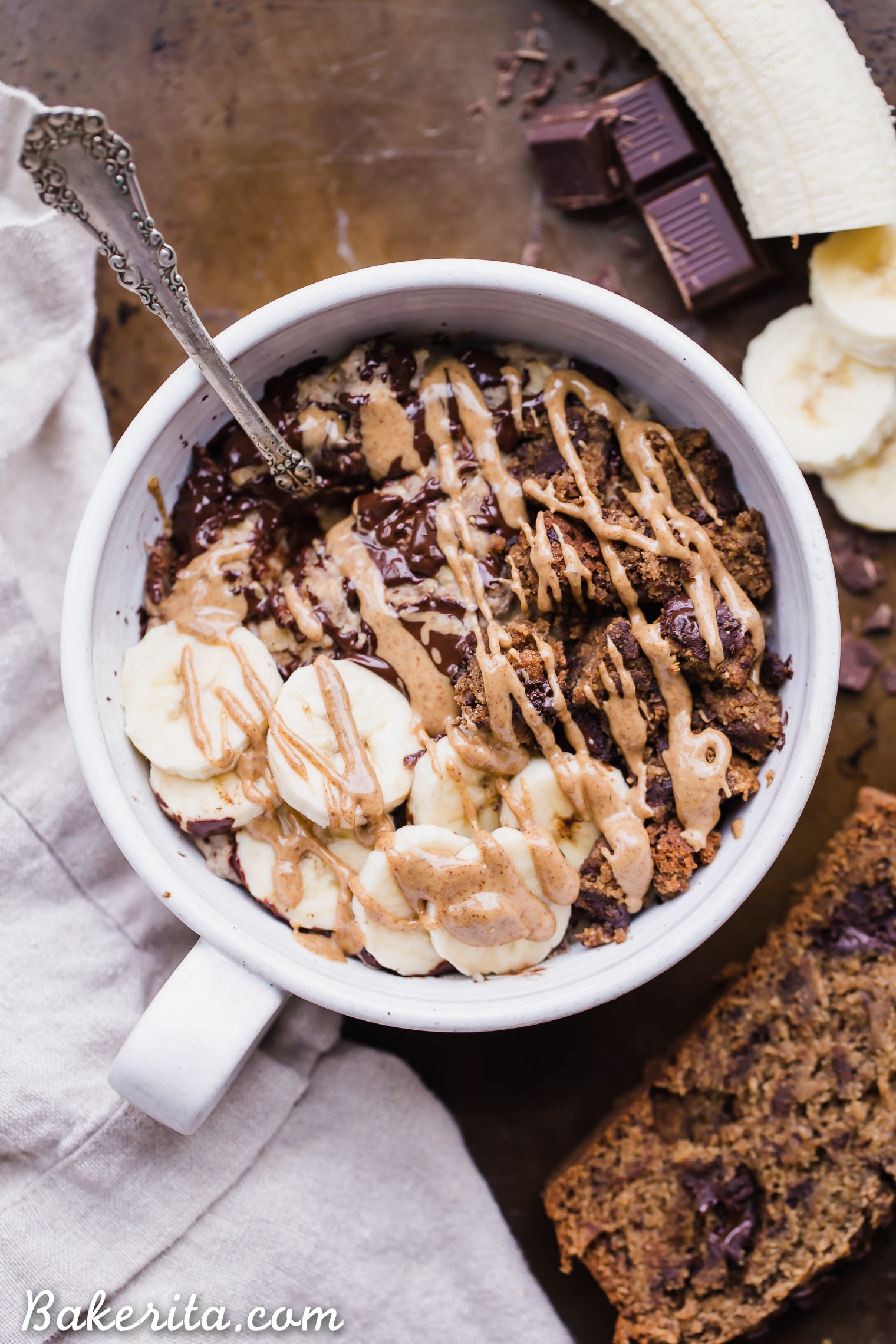 This Banana Bread Oatmeal is sweetened with JUST a ripe banana - no additional sweetener needed! It's loaded with cinnamon and tastes like a creamy version of banana bread - what more could you want?! This easy breakfast recipe is gluten-free and vegan, too.