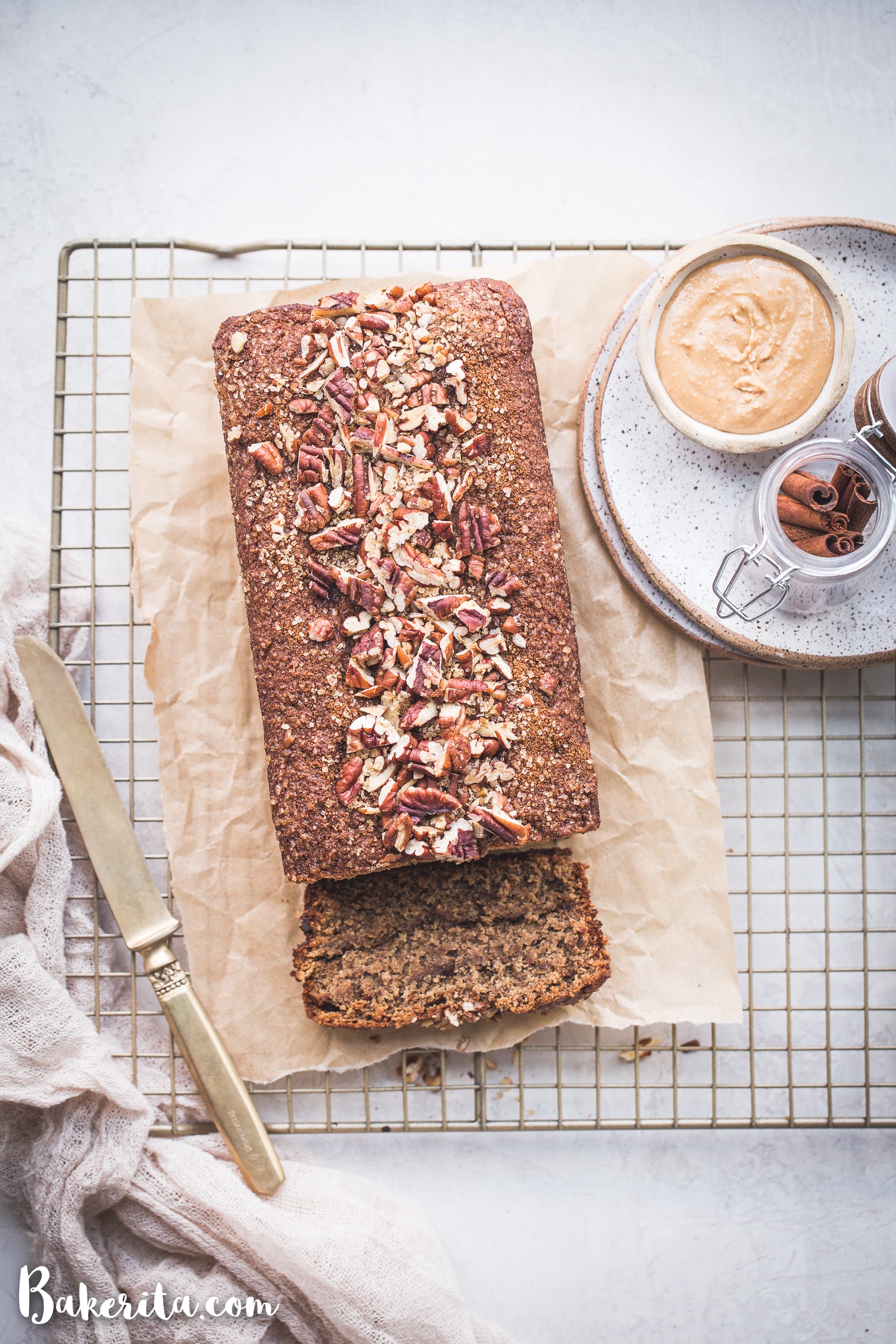A slice of this gluten-free and vegan Cinnamon Swirl Banana Bread makes the perfect easy breakfast, snack, or even dessert! This soft and sweet loaf is especially delicious when slathered with some vegan butter or nut butter.