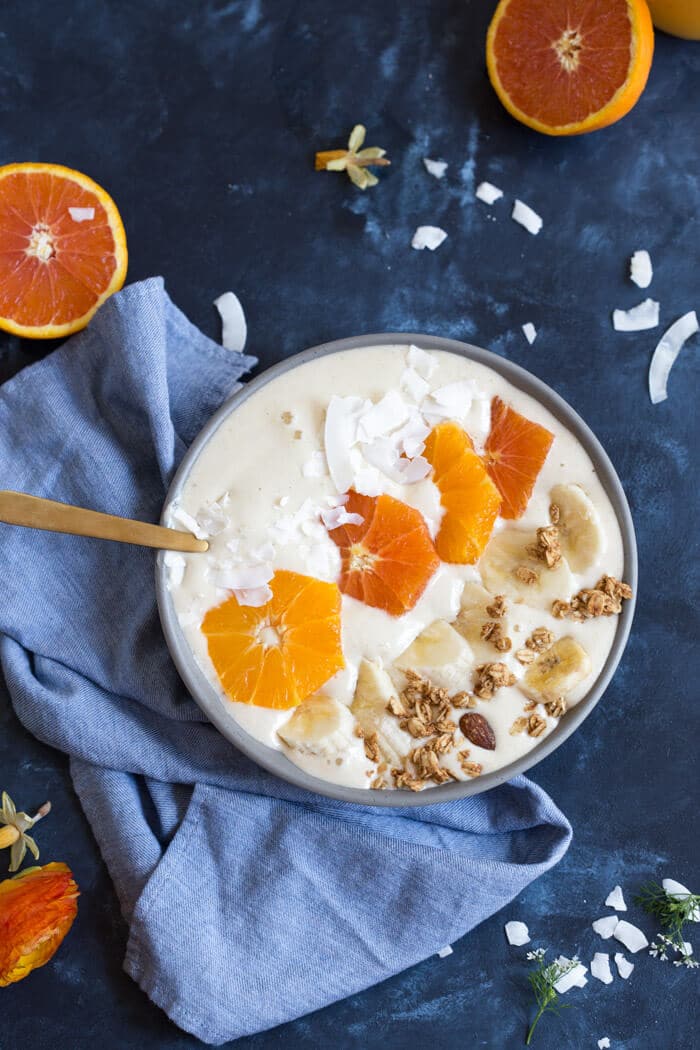 Orange Creamsicle Smoothie Bowl | 3 ingredient smoothie recipe