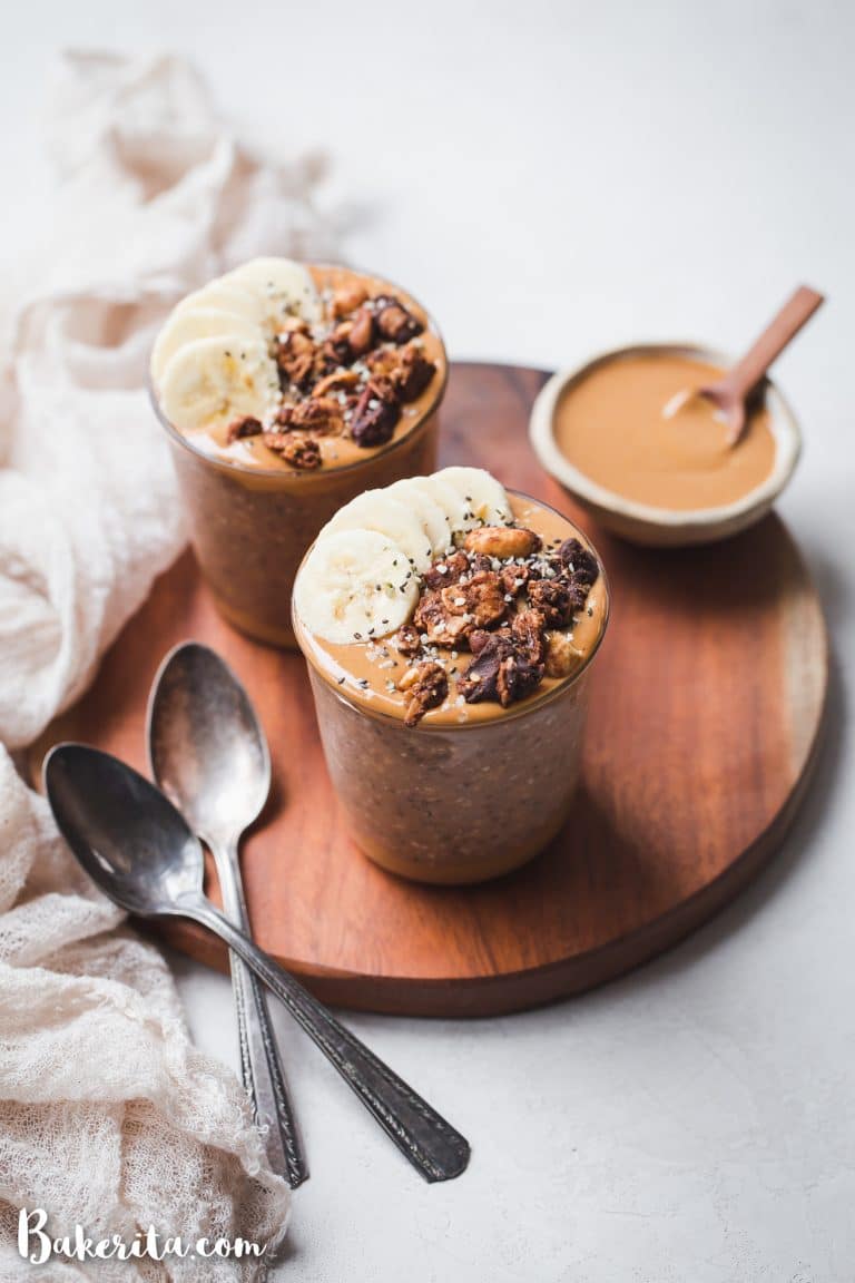Make breakfast better with this Chocolate Peanut Butter Overnight Oats recipe! Gluten-free, vegan, and made in just 5 minutes, this is an easy make-ahead breakfast you'll make all the time.