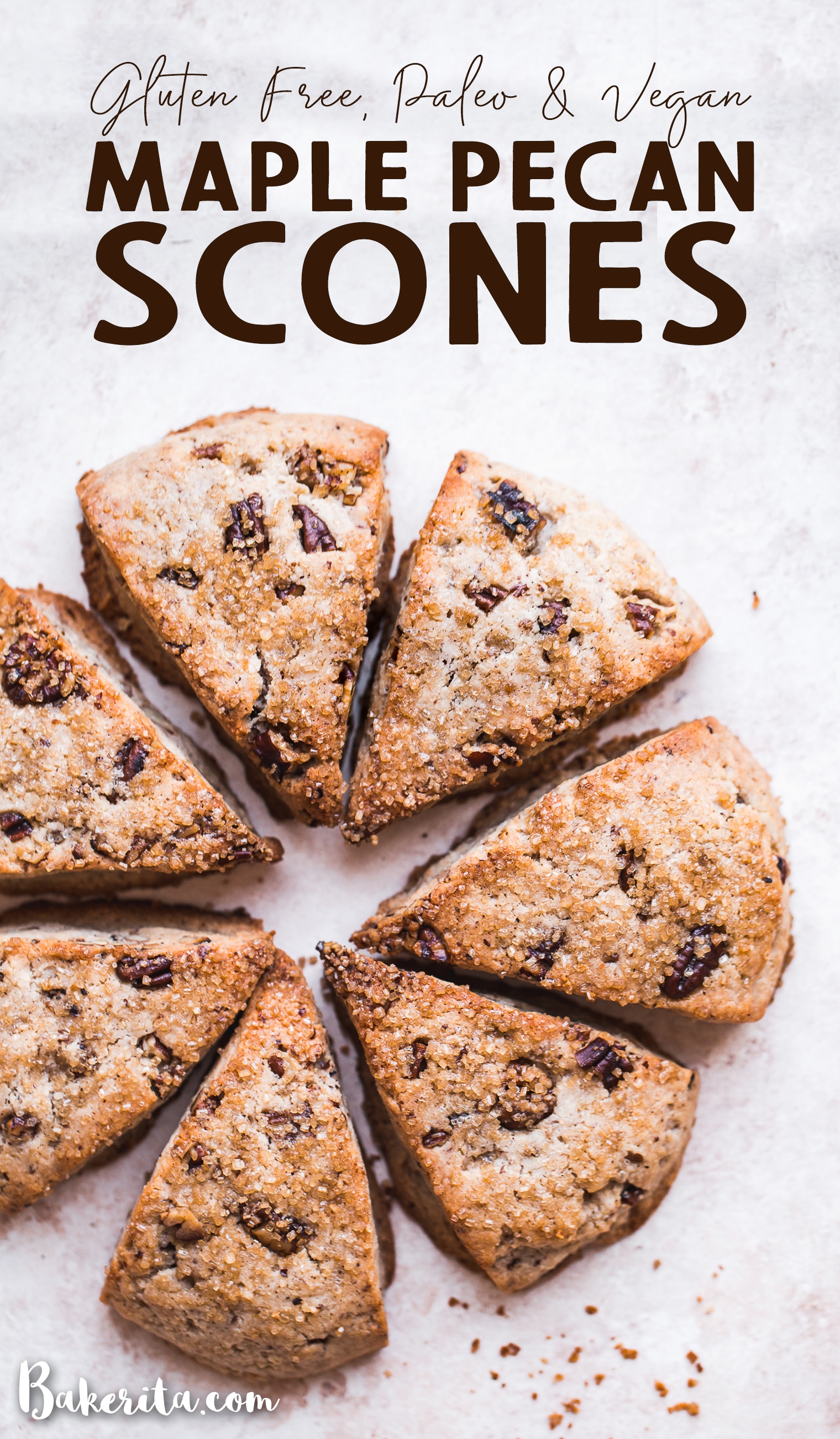 These Gluten-Free Vegan Maple Pecan Scones are tender on the inside with a crunchy, golden crust! Sweetened with a bit of maple syrup and studded with toasted pecans, these scones are delicious for breakfast, brunch, or as a mid-day snack.