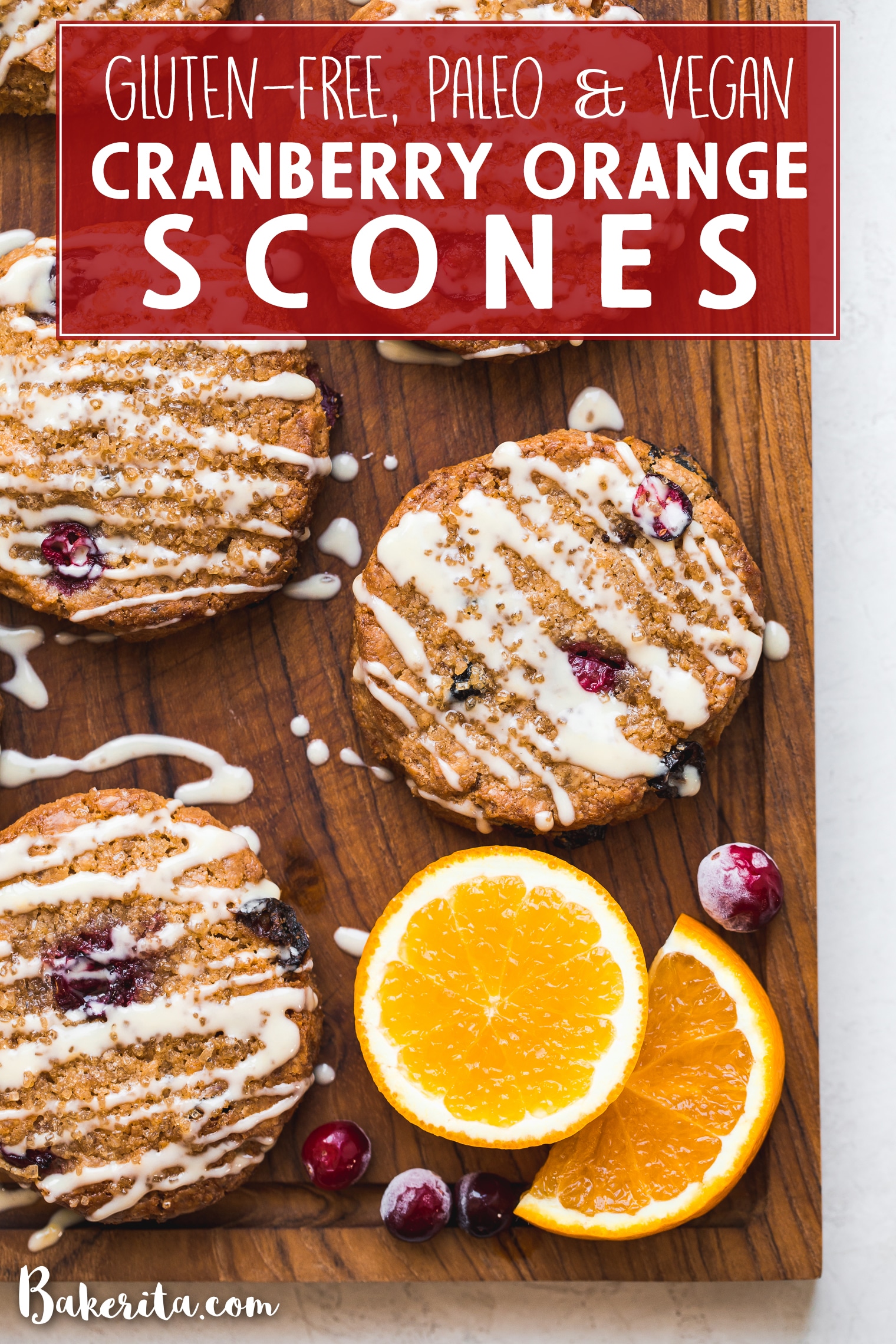 These Gluten-Free Vegan Cranberry Orange Scones will be your new favorite vegan breakfast. This easy scone recipe is made with fresh and dried cranberries, fresh orange juice and zest, and a simple orange glaze for maximum flavor.