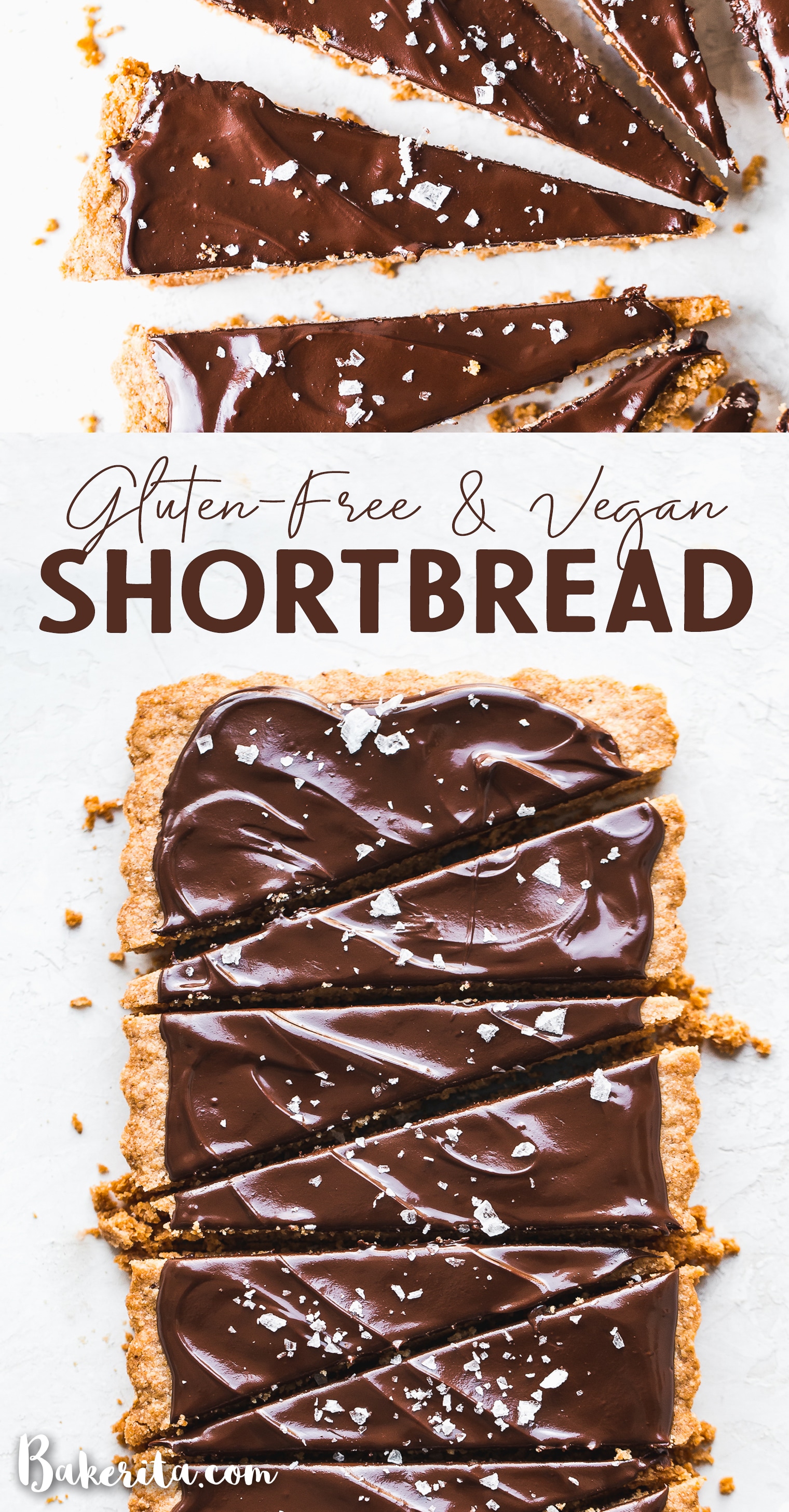 This Gluten-Free Vegan Shortbread recipe tastes rich and buttery - without the butter. This simple recipe is made with just FOUR ingredients and can be topped with chocolate for an extra-special holiday treat.