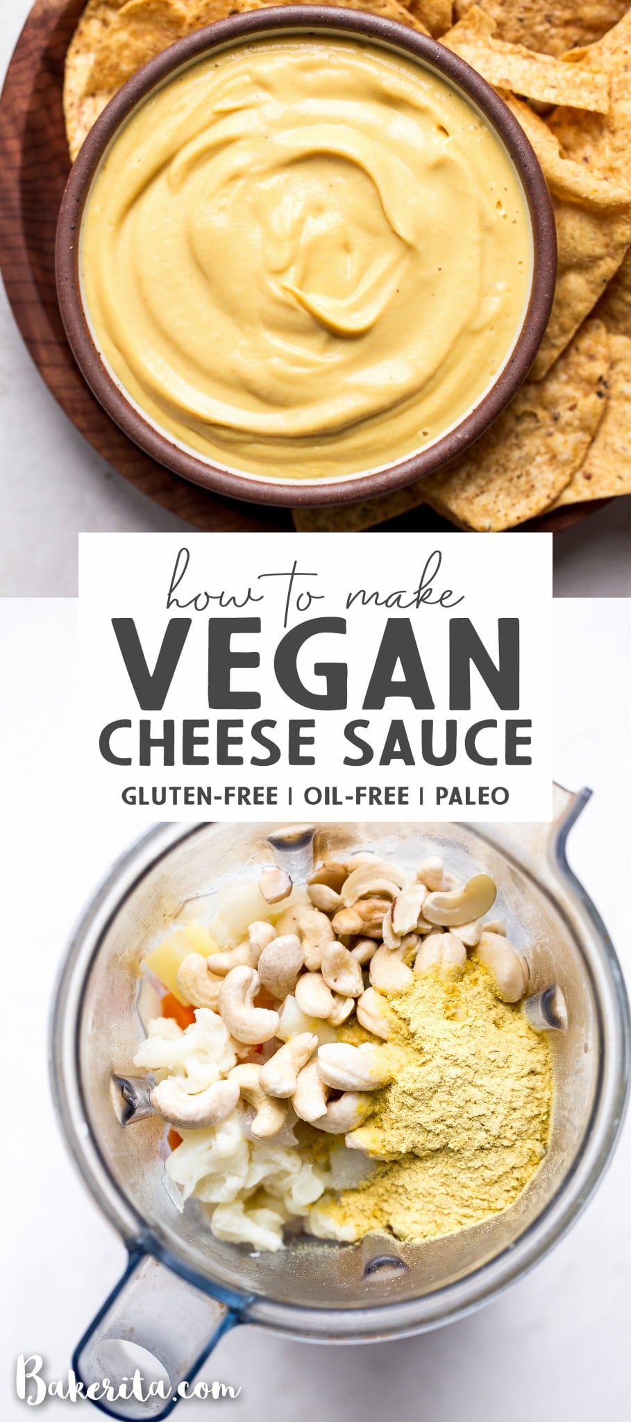 This Vegan Cheese Sauce recipe is easy to make and tastes good on just about everything! It's made with vegetables and cashews for an oil-free, dairy-free cheese sauce. You'll love it with pasta or vegetables, on nachos, and taco bowls, or used as a vegan cheese dip with chips or veggies.